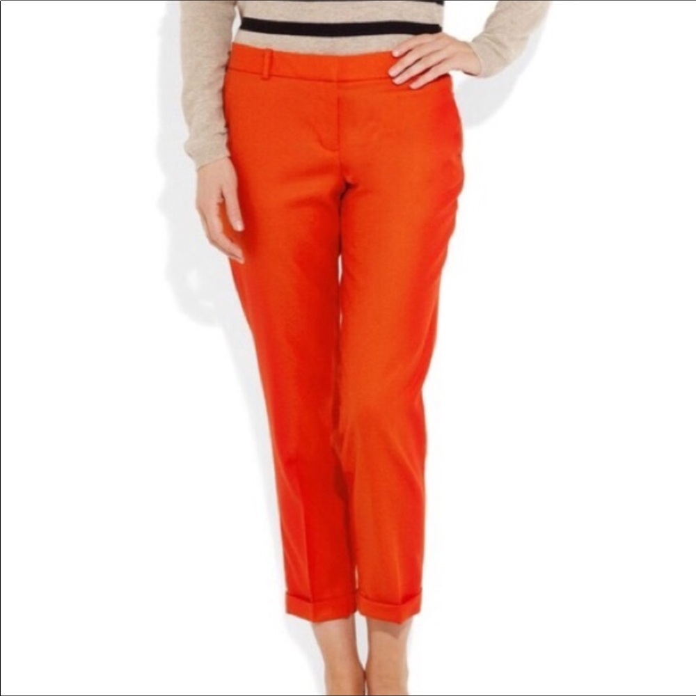 Orange J. Crew Cuffed Chinos